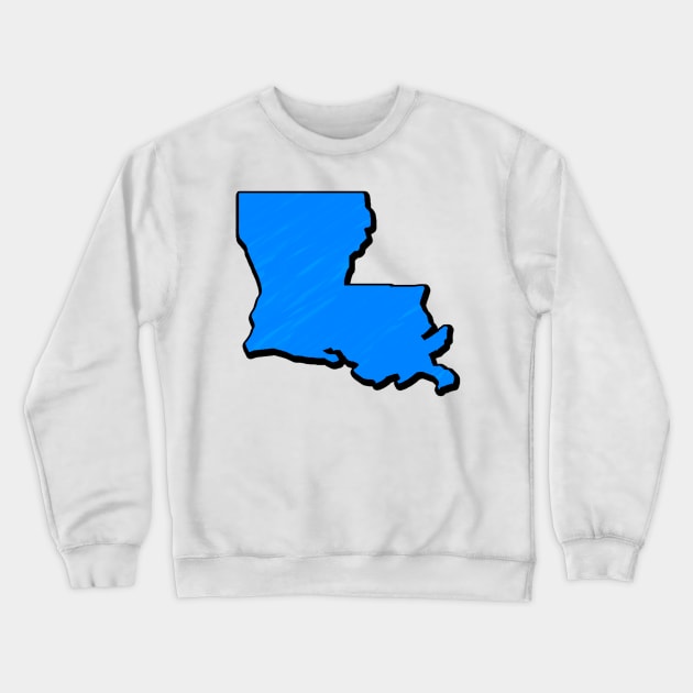 Bright Blue Louisiana Outline Crewneck Sweatshirt by Mookle